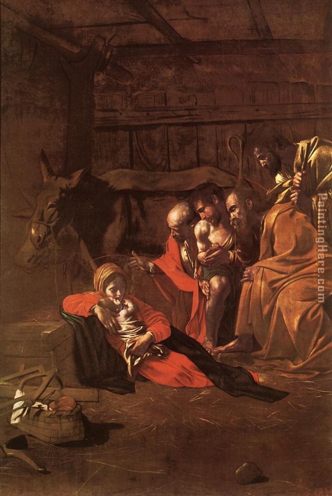 Adoration of the Shepherds painting - Caravaggio Adoration of the Shepherds art painting